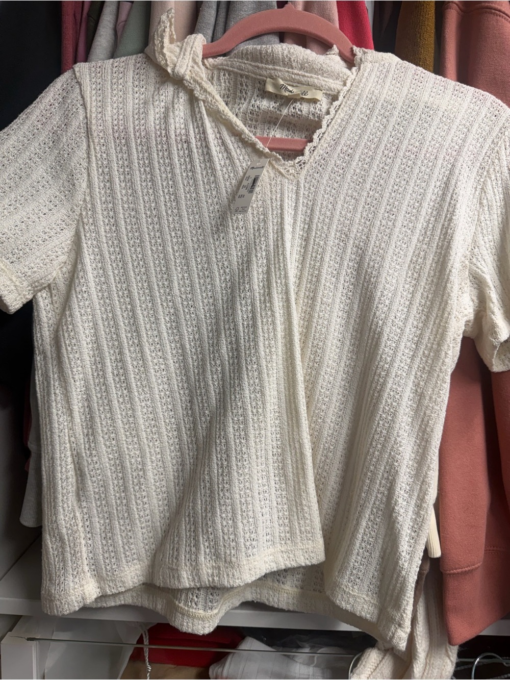Madewell Cream Short-Sleeve Knit Top